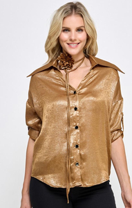 Blusa de Satín Bronce Brillante