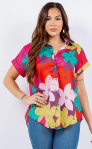 Camisa Vibrante con Estampado Floral