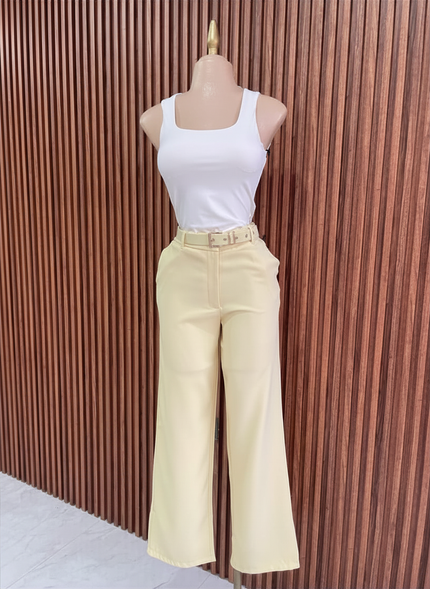 Pantalón Amarillo Mantequilla outfit completo