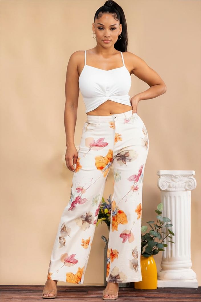 Pantalón Floral Blanco