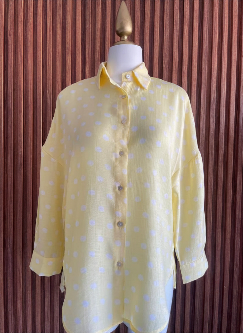 Blusa Oversize Lunares Amarillo